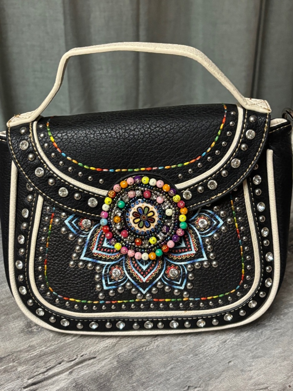 Montana West Jeweled Beaded Satchel Crossbody Bag NWOT